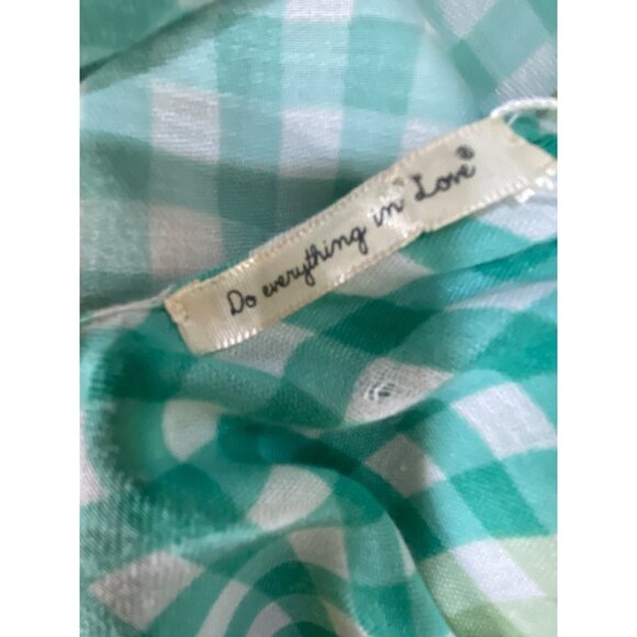 Green & White Gingham‎ Check Lightweight Open Kimono Tassels Beach  Plaid Boho - Picture 3 of 6